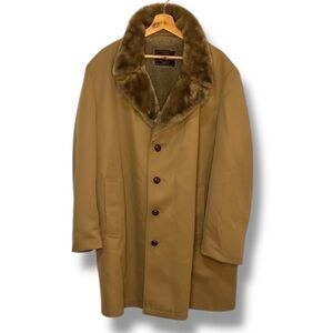 Classic Trench Coat With Fur Collar Men's Size 50 Regular Vintage Botany 500